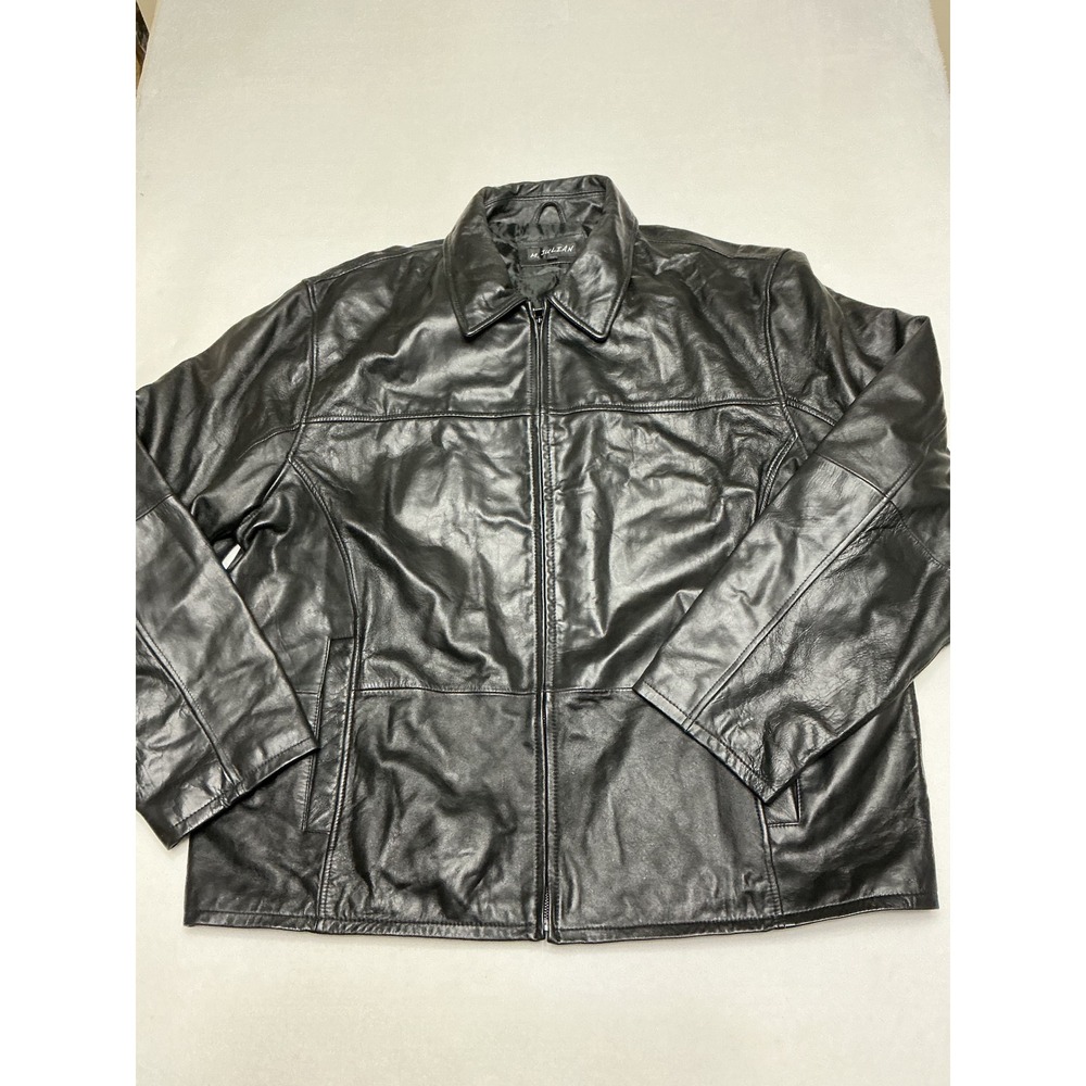 M Julian Mens 3XL Black Genuine Leather Jacket Full Zip Quilted Lined MJ1X2202